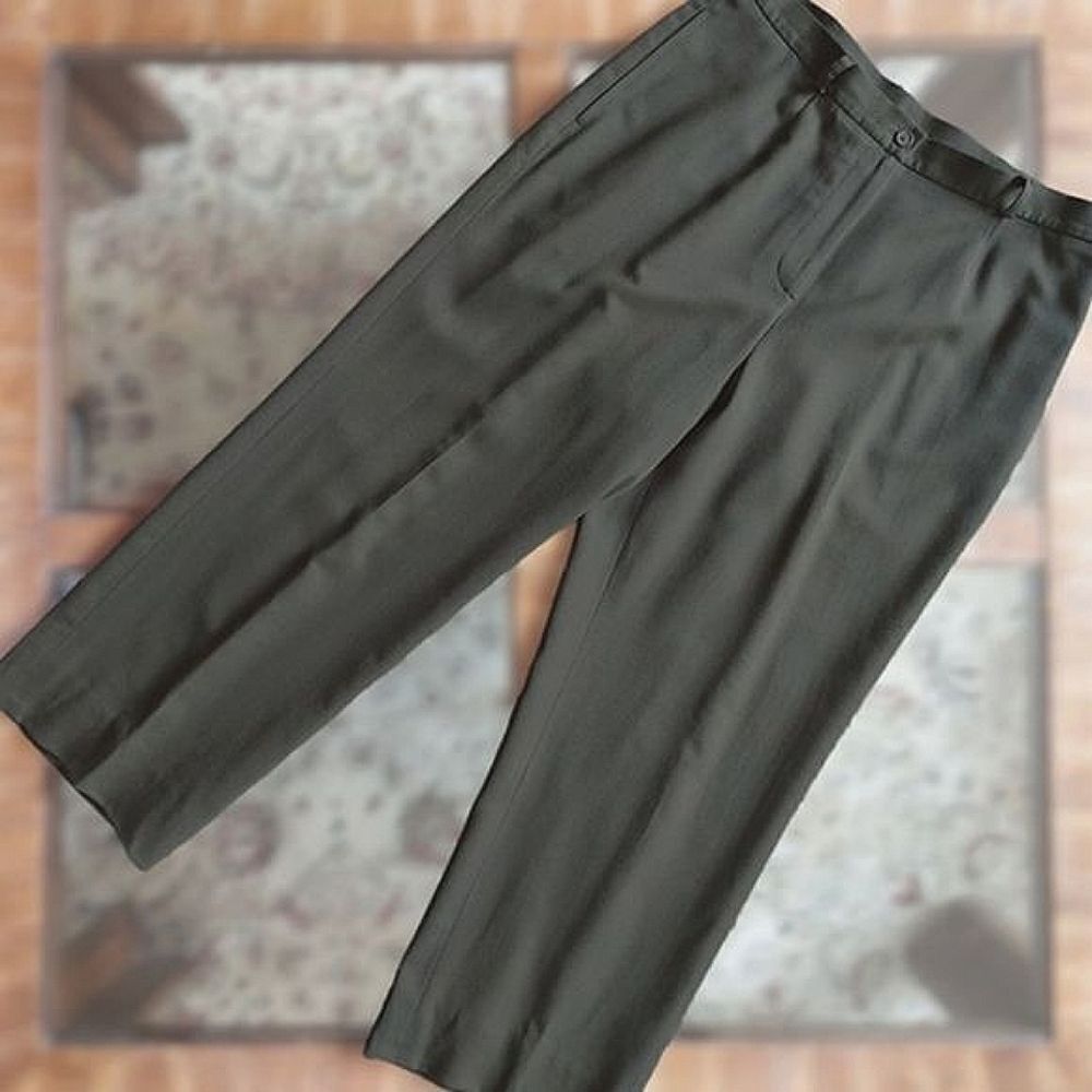 Vtg Ralph Lauren Dark Olive Pleated Wool Blend Trousers